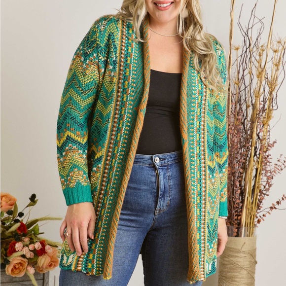 ADORA NWT Multicolor Knit Cardigan - Picture 1 of 16